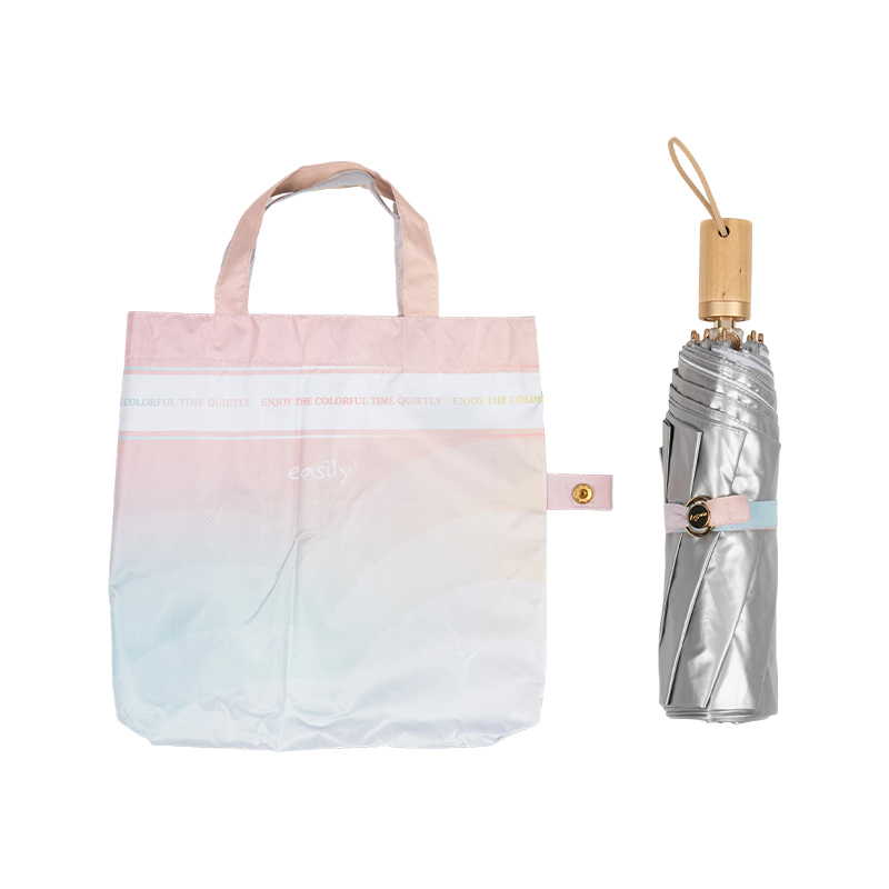 Unique2-In-1 Design,3 Fold Silver Coated Umbrella,Foldable Into Tote Bag