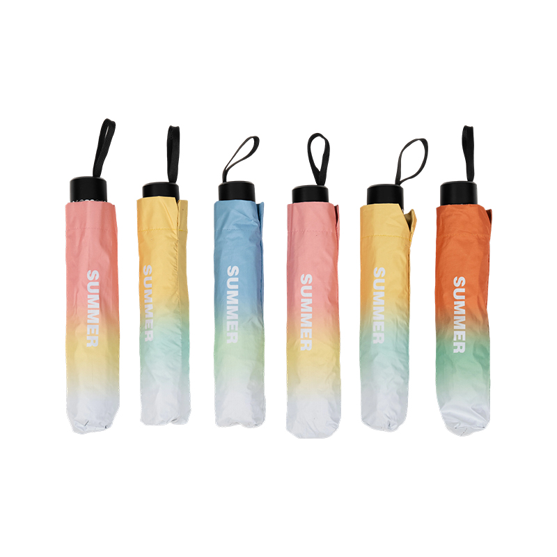 Simple Gradient-Color Black Glue Folding Umbrella