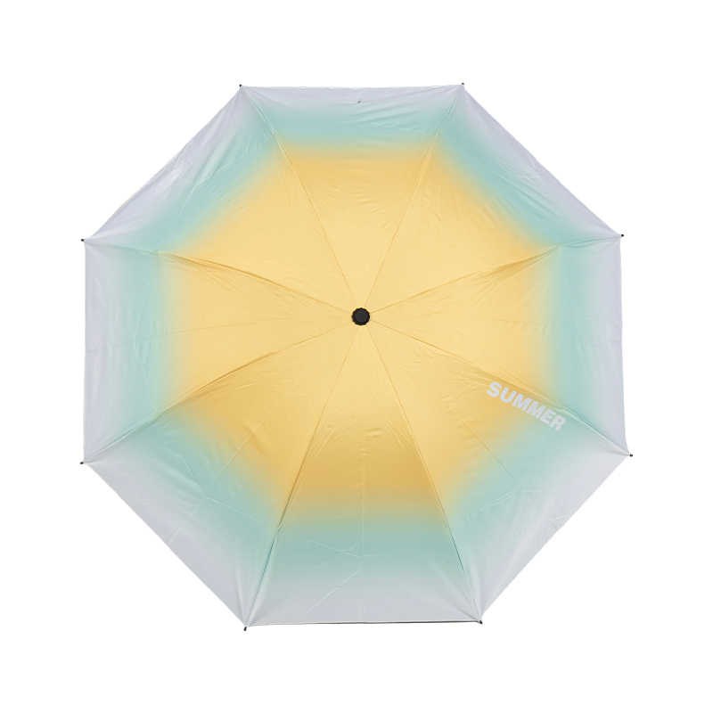 Simple Gradient-Color Black Glue Folding Umbrella