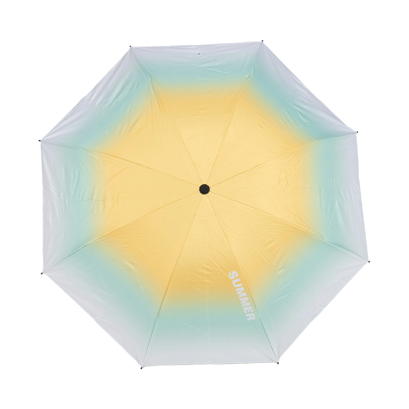 Simple Gradient-Color Black Glue Folding Umbrella
