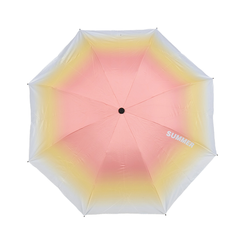 Simple Gradient-Color Black Glue Folding Umbrella