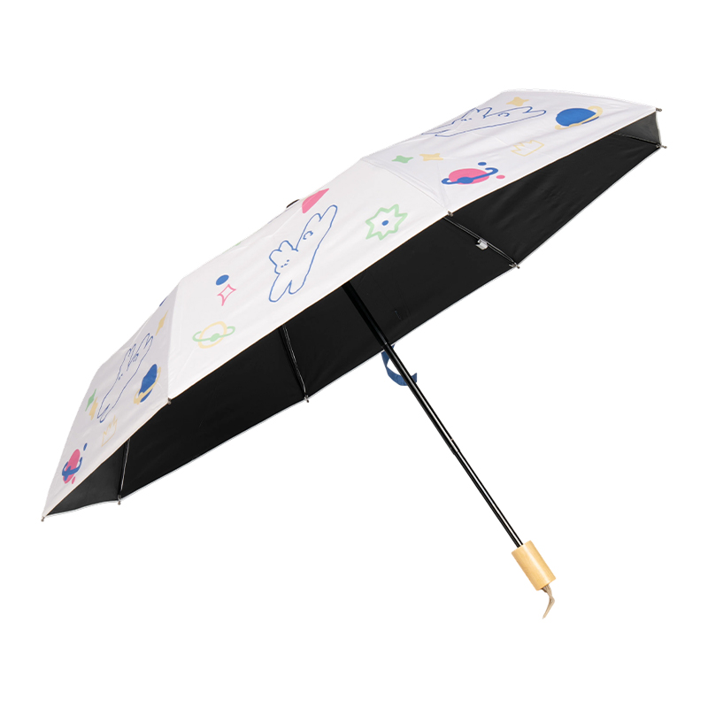Simple Fold Umbrella With Wooden Handle