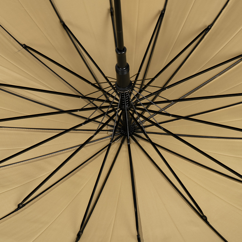 Natural Bamboo Curved Handle 16 Ribs Umbrella