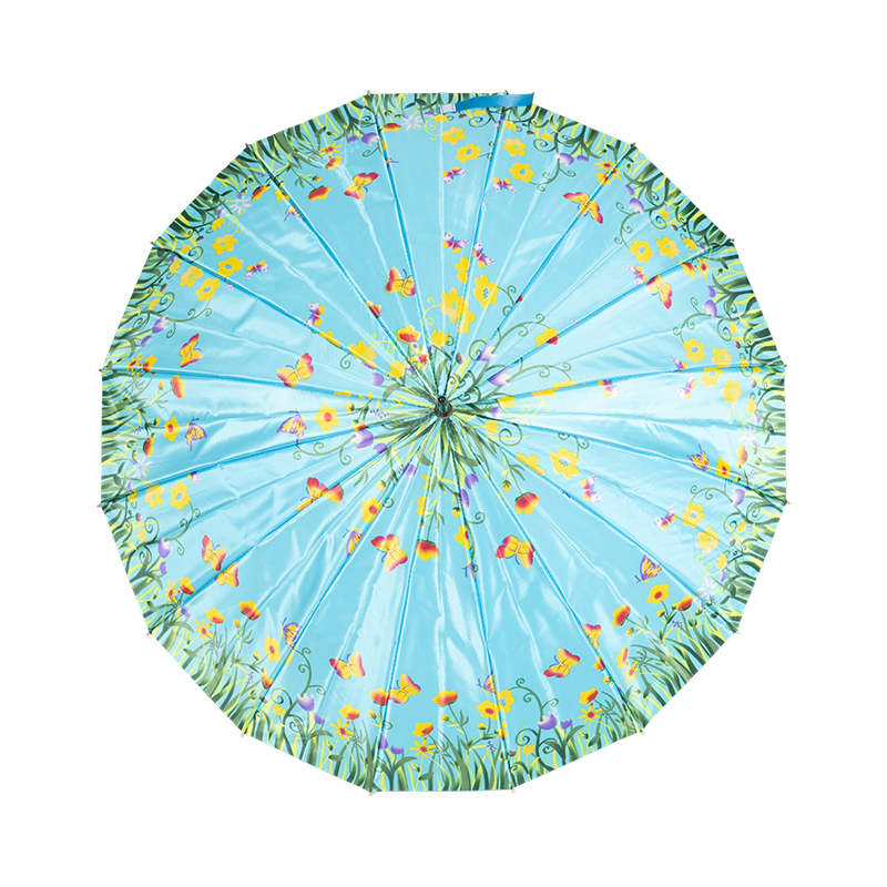 16 Ribs Satin Fabric Straight Umbrella