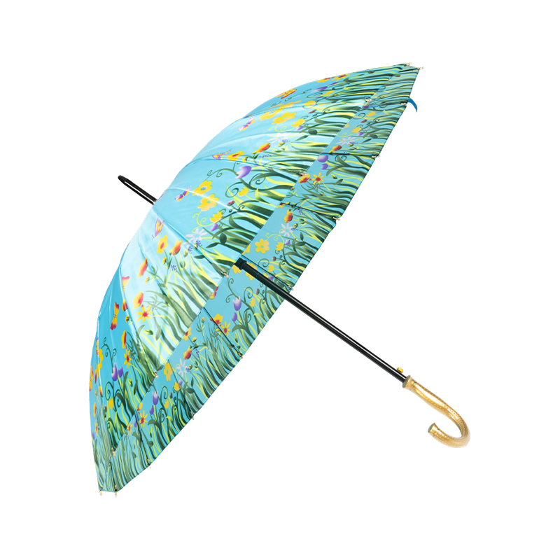 16 Ribs Satin Fabric Straight Umbrella