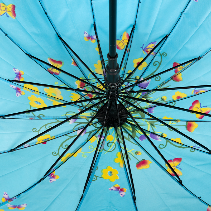 16 Ribs Satin Fabric Straight Umbrella