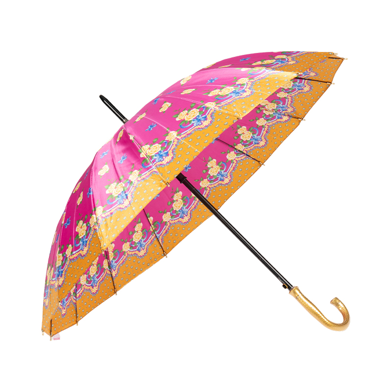16 Ribs Satin Fabric Straight Umbrella