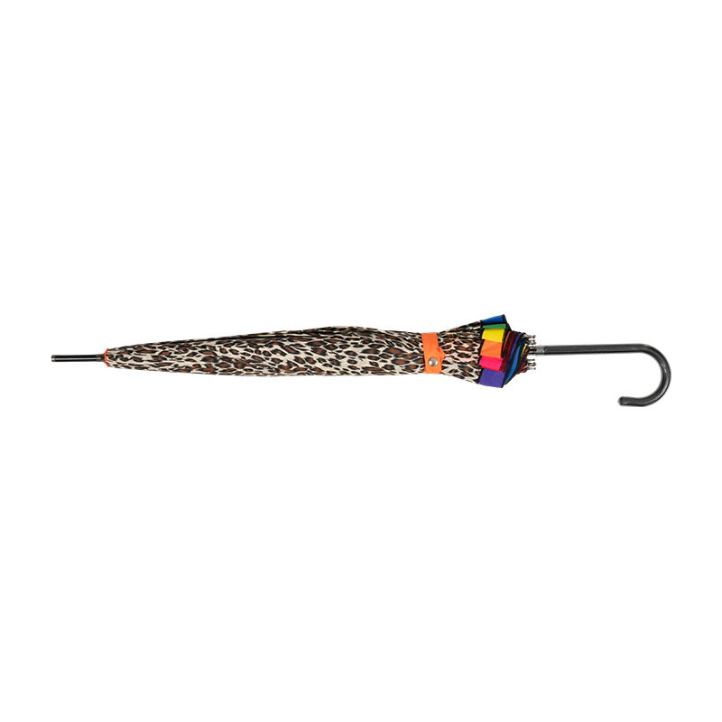 Leopard Print Gift Umbrella With Rainbow Trim