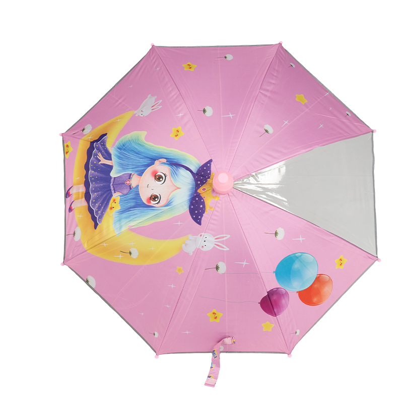 Kids straight umbrella with black coating&clear window