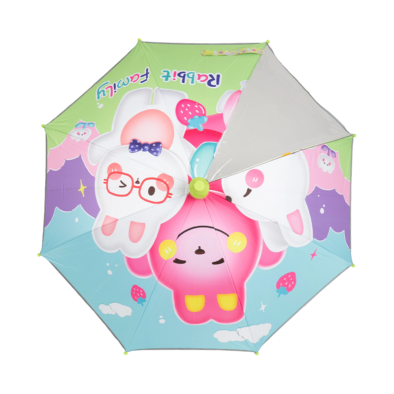 Kids straight umbrella with black coating&clear window