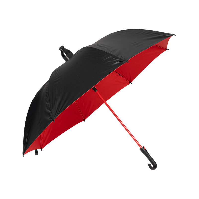 Black Outside Red Inside Classic Curved Handle Golf Umbrella