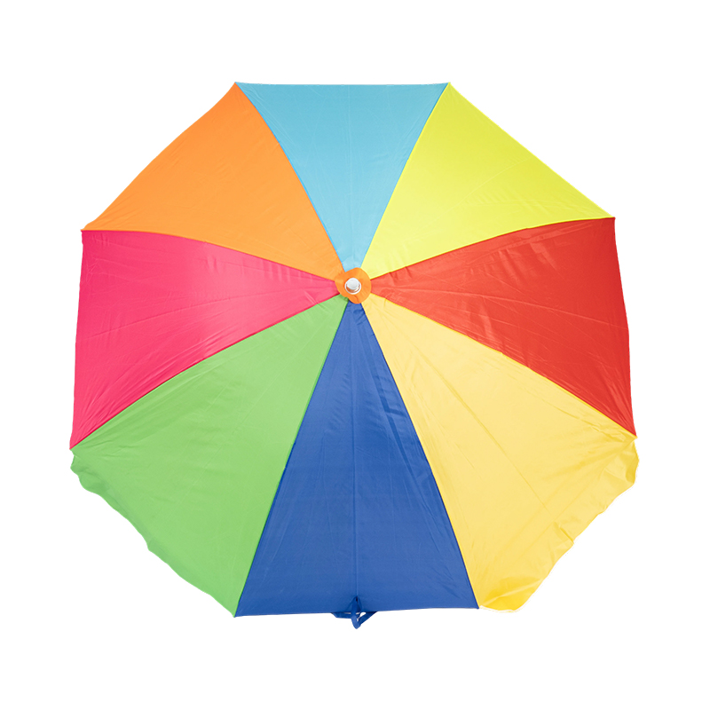 Multicolor Color-Blocked Rainbow Beach Umbrella