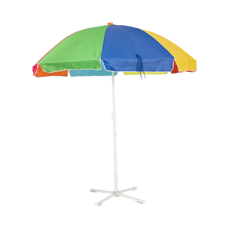 Multicolor Color-Blocked Rainbow Beach Umbrella