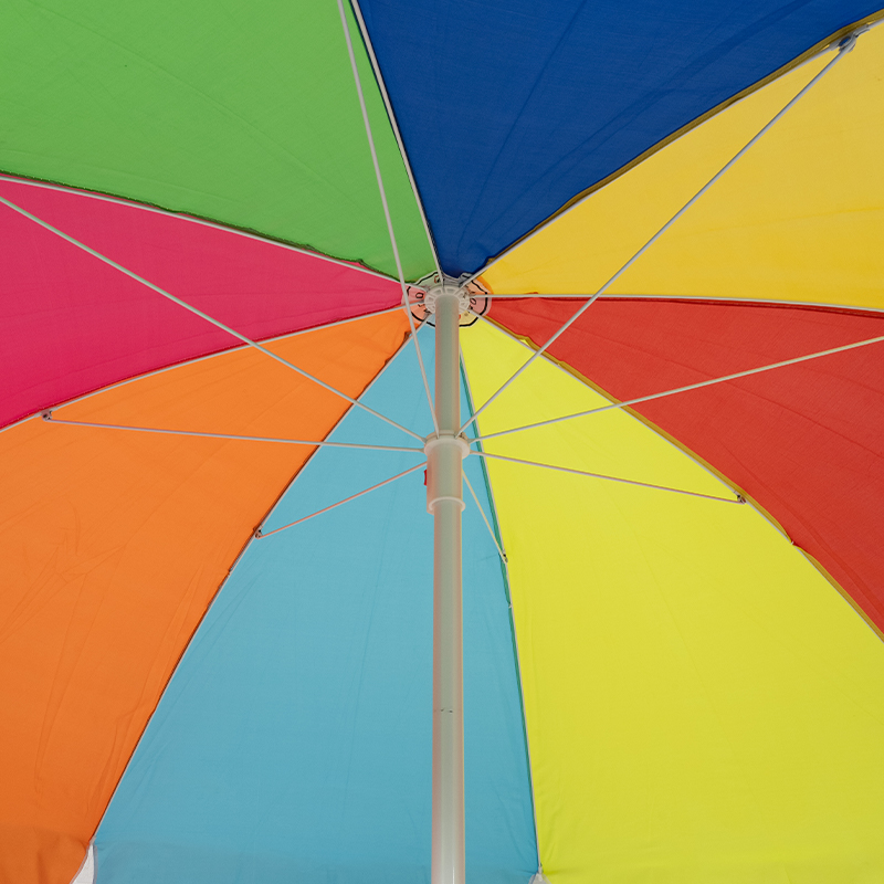 Multicolor Color-Blocked Rainbow Beach Umbrella