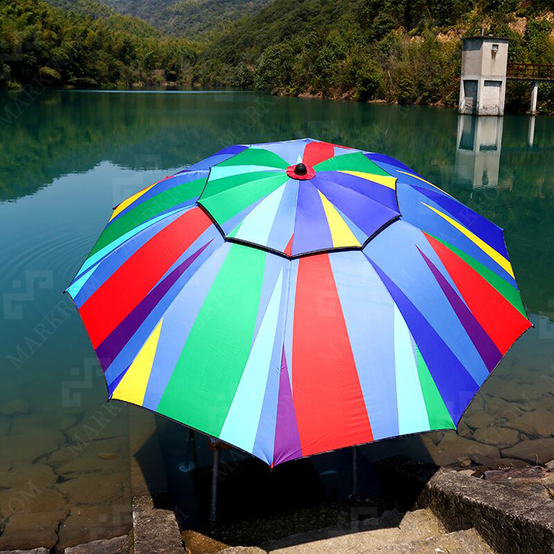 Double-Layer Windproof Rainbow Fishing Umbrella
