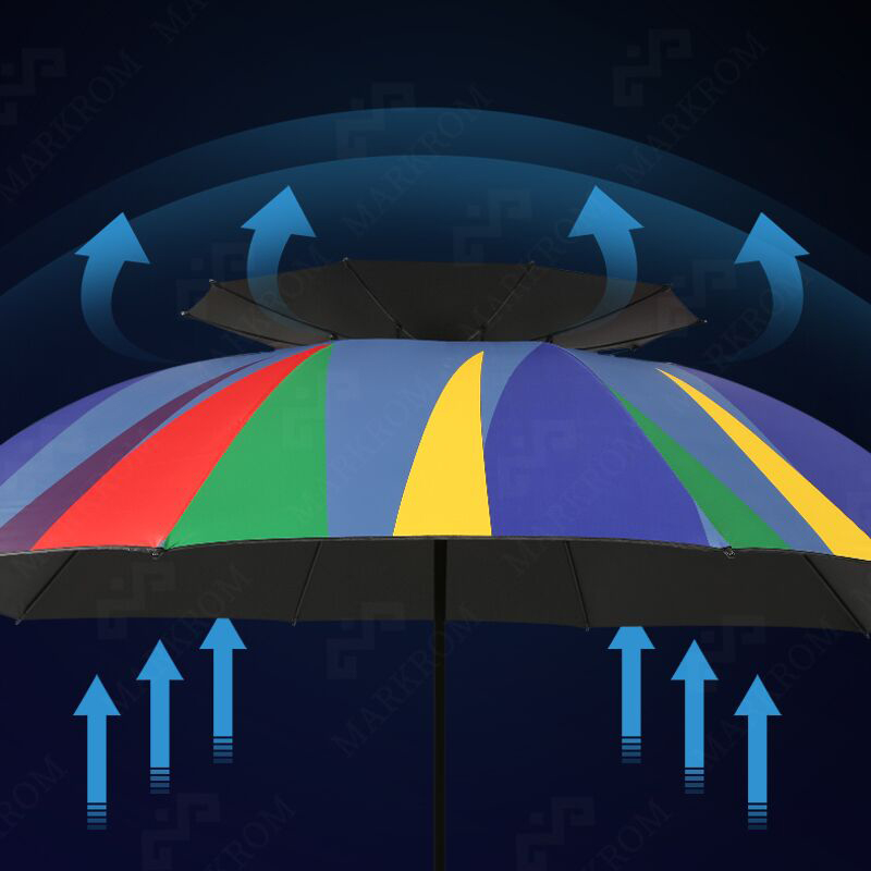 Double-Layer Windproof Rainbow Fishing Umbrella