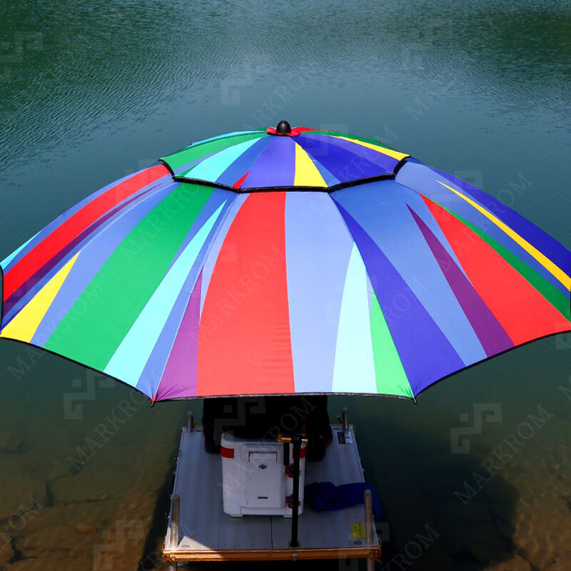 Double-Layer Windproof Rainbow Fishing Umbrella